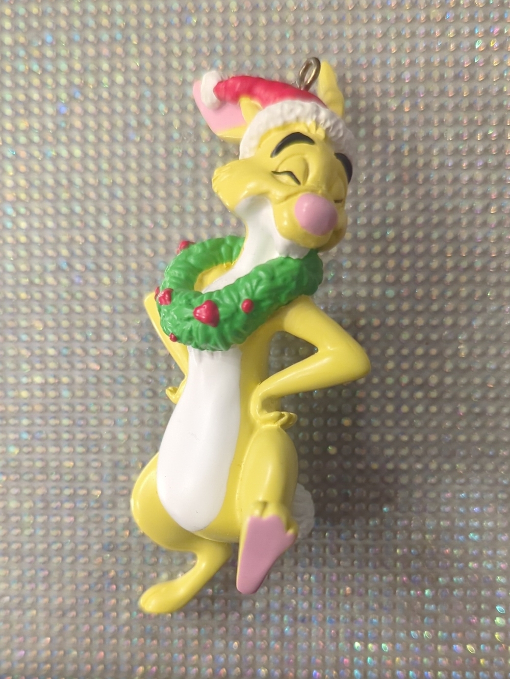 Rabbit Wearing A Wreath And Dancing Christmas Tree Ornament Rare